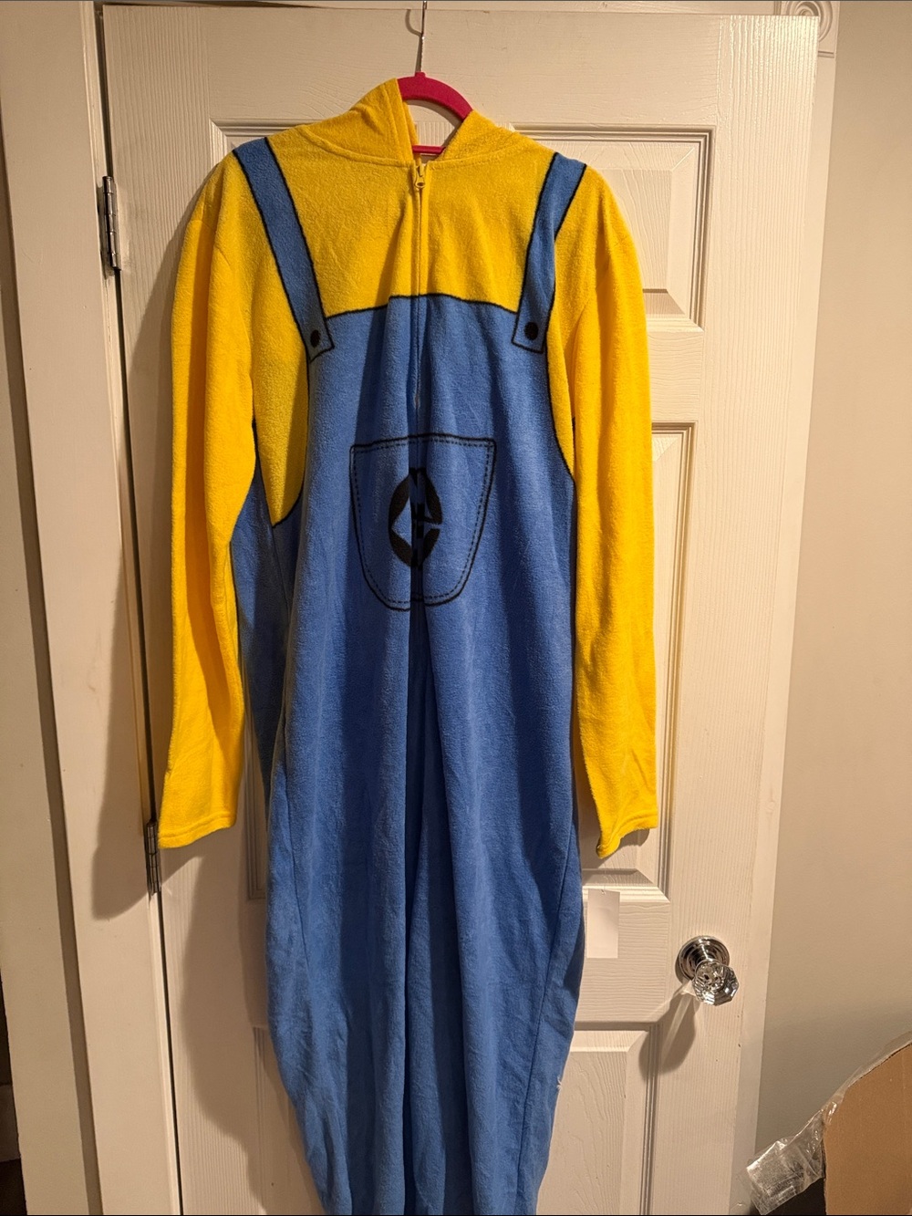 Men’s  Yellow and Blue Minion-Style Hooded Costume size large BNWT